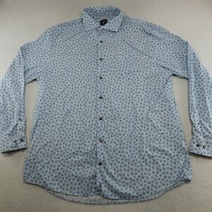 Johnnie O Top Shelf Men XL Gulf Blue Montage Floral AOP Golf Stretch Long Sleeve